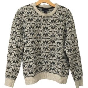 Lands’End Wool Grey/Black Knit Star Sweater L